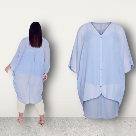 π NWT ~ ARNA YORK Vision Drape longline shirt steel blue in PLUS SIZE 20 π - Picture 11 of 11